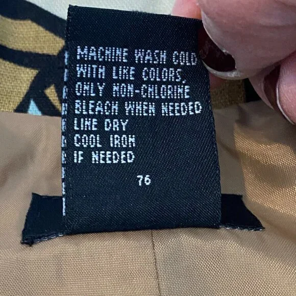 R.Q.T. OASIS Women's 8 Petite linen blend blazer blue black tan wearable art - Picture 10 of 10